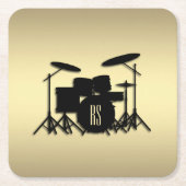 Monogram Drum Set Gold Rechteckiger Pappuntersetzer (Vorderseite)