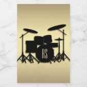 Monogram Drum Set Gold Weinetikett (Einzelnes Label)