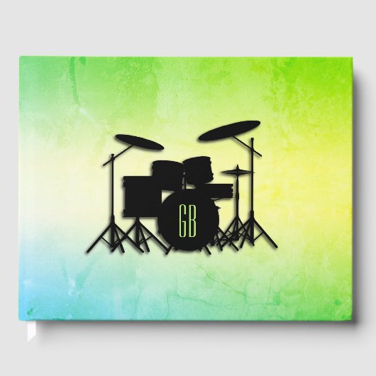 Monogram Drum Set Green Gästebuch (Vorderseite)