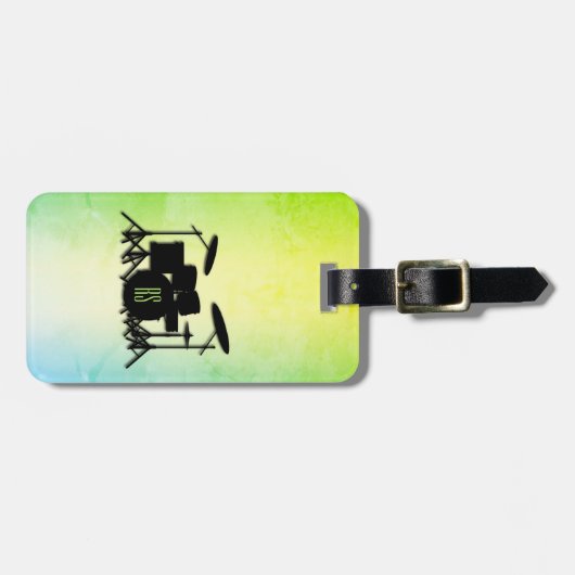 Monogram Drum Set Green Gepäckanhänger (Vorderseite horizontal)