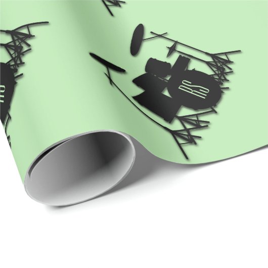 Monogram Drum Set Green Geschenkpapier (Rolleneckpunkt)