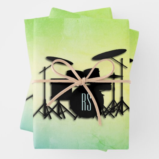 Monogram Drum Set Green Geschenkpapier Set (Beispiel)