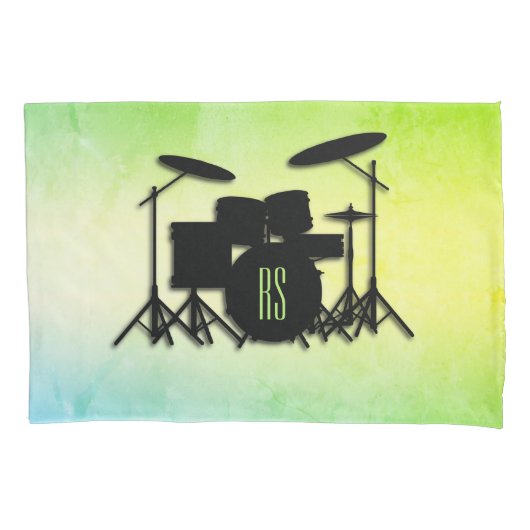 Monogram Drum Set Green Kissenbezug (Vorderseite)