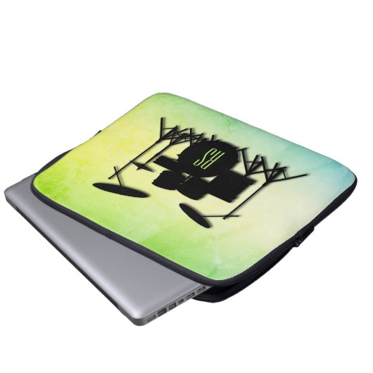 Monogram Drum Set Green Laptopschutzhülle (Vorne Knopf)