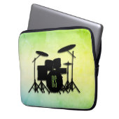 Monogram Drum Set Green Laptopschutzhülle (Vorderseite Links)
