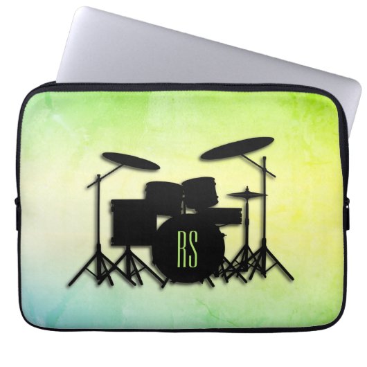 Monogram Drum Set Green Laptopschutzhülle (Vorderseite)