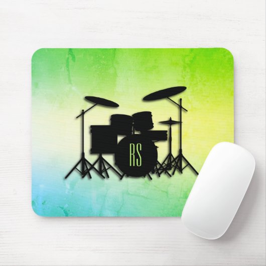Monogram Drum Set Green Mousepad (Mit Mouse)