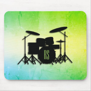 Monogram Drum Set Green Mousepad