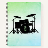 Monogram Drum Set Green Notizblock (Vorderseite)