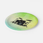 Monogram Drum Set Green Pappteller (Schrägansicht)