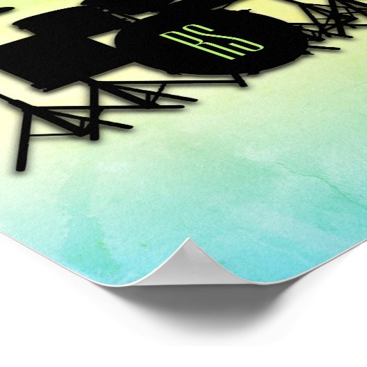 Monogram Drum Set Green Poster (Ecke)