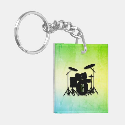 Monogram Drum Set Green Schlüsselanhänger (Vorderseite links)