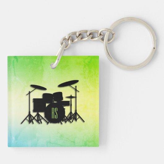 Monogram Drum Set Green Schlüsselanhänger (Rückseite)