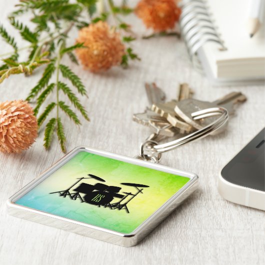 Monogram Drum Set Green Schlüsselanhänger (Seite)