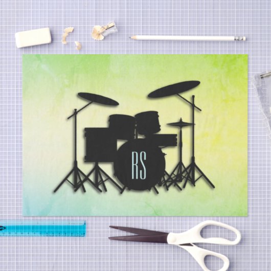 Monogram Drum Set Green Seidenpapier (Handwerk)