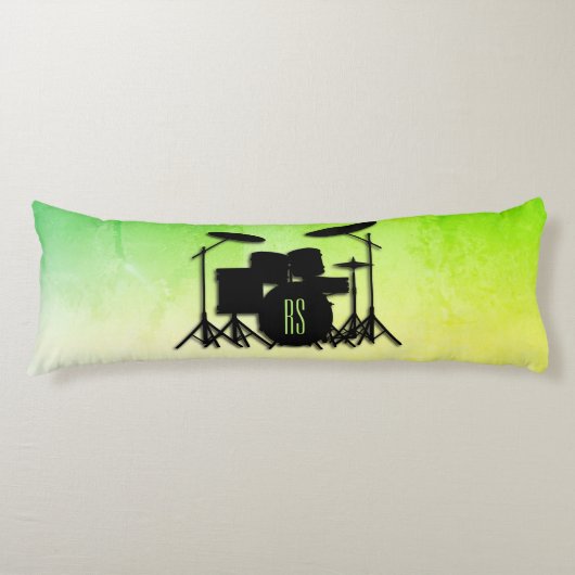 Monogram Drum Set Green Seitenschläferkissen (Vorderseite)