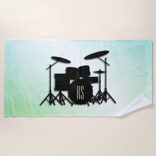 Monogram Drum Set Green Strandtuch (Vorderseite)