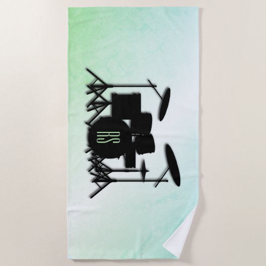 Monogram Drum Set Green Strandtuch (Vorderseite)