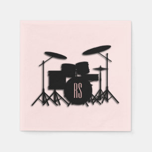 Monogram Drum Set Music Design Pink  Serviette