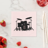 Monogram Drum Set Music Design Pink  Serviette (Beispiel)