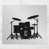 Monogram Drum Set Silver Bierflaschenetikett (Einzelnes Label)