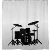 Monogram Drum Set Silver Duschvorhang (Vorderseite)