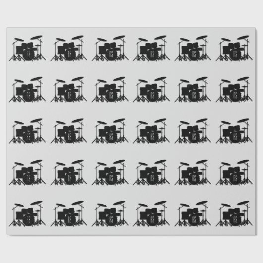 Monogram Drum Set Silver Geschenkpapier (Flach)
