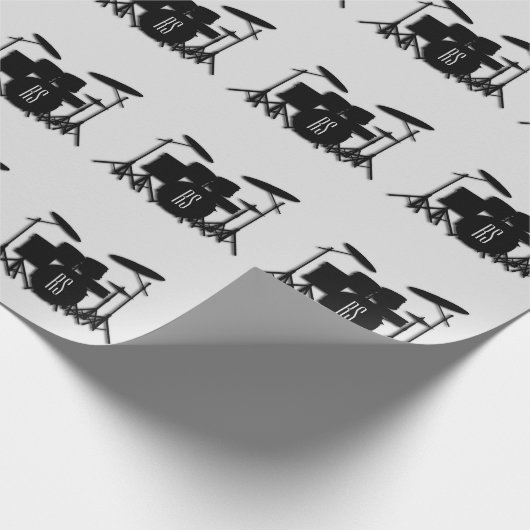 Monogram Drum Set Silver Geschenkpapier (Ecke)