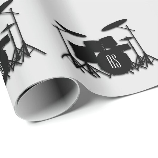 Monogram Drum Set Silver Geschenkpapier (Rolleneckpunkt)