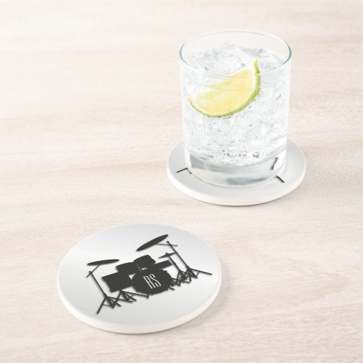 Monogram Drum Set Silver Getränkeuntersetzer (Seite)