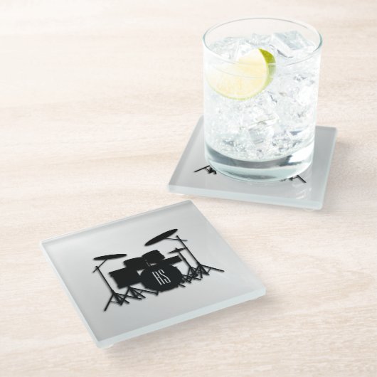 Monogram Drum Set Silver Glasuntersetzer (Schrägansicht)