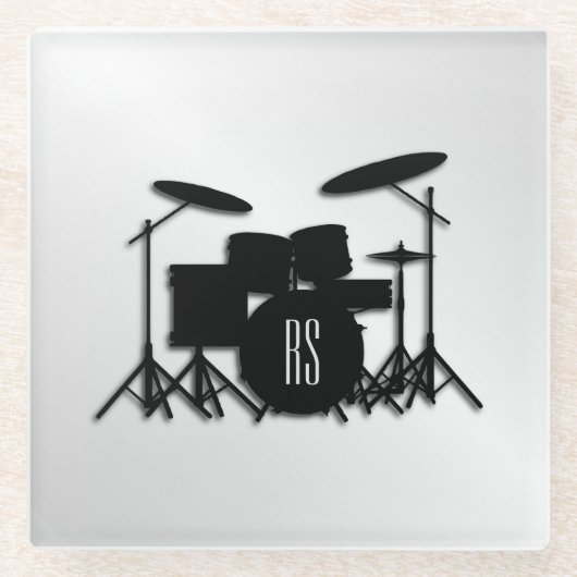 Monogram Drum Set Silver Glasuntersetzer (Vorderseite)