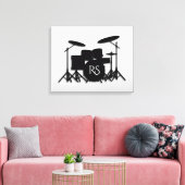 Monogram Drum Set Silver Leinwanddruck (Insitu (Wohnzimmer))