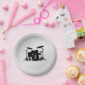 Monogram Drum Set Silver Pappteller (Party)