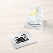 Monogram Drum Set Silver Rechteckiger Pappuntersetzer (Vor Ort)