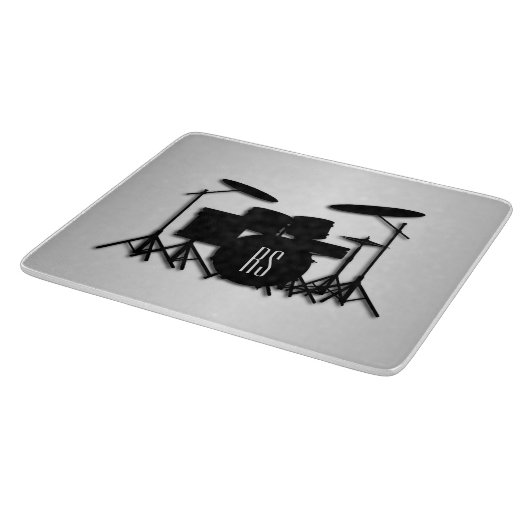 Monogram Drum Set Silver Schneidebrett (Ecke)