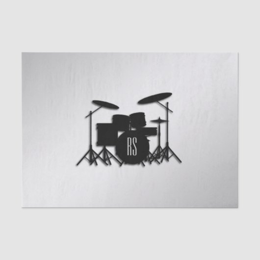 Monogram Drum Set Silver Seidenpapier (Vorderseite)