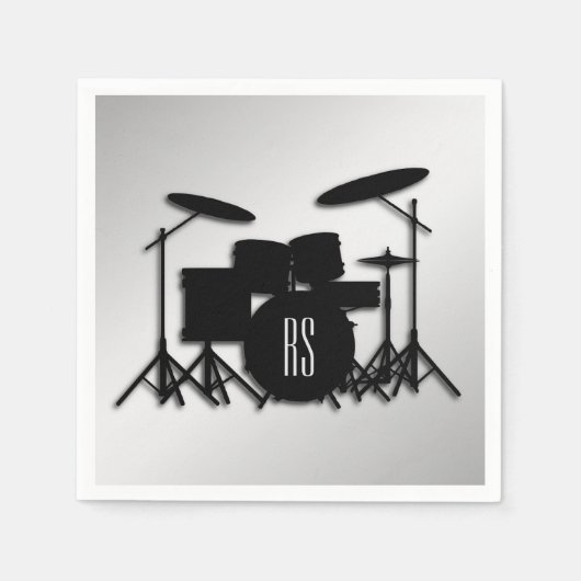 Monogram Drum Set Silver Serviette (Vorderseite)