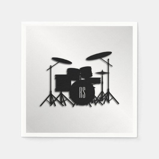 Monogram Drum Set Silver Serviette (Vorderseite)