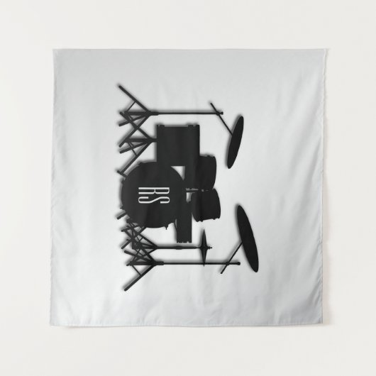 Monogram Drum Set Silver Wandteppich (Vorderseite (Horizontal))