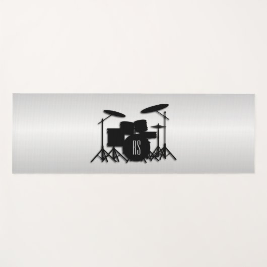 Monogram Drum Set Silver Yogamatte (Vorderseite (Horizontal))