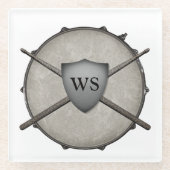 Monogram Drummer Rock & Roll Snare Drum Musiker Glasuntersetzer (Vorderseite)