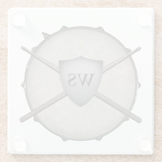 Monogram Drummer Rock & Roll Snare Drum Musiker Glasuntersetzer (Rückseite)