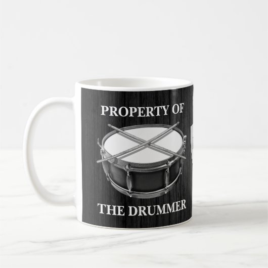 Monogram Drummer Snare Drum Drumsticks Music Tasse (Links)