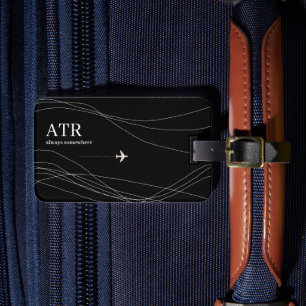 Monogram dünne gekrümmte Linien schwarz benennen Gepäckanhänger