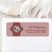 Monogram Dusky Pink + Red Lace Address Label (Insitu)