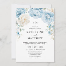 Monogram Dusty Blue Champagne ElfenbeinblumenWeddi