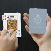 Monogram Dusty Blue Elegant Vintager Wappen Name Spielkarten