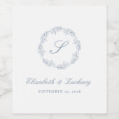 Monogram Dusty Blue Foliage Weinetikett (Einzelnes Label)