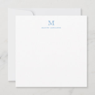 Monogram Dusty Blue Minimalistisch Modern Elegant Mitteilungskarte